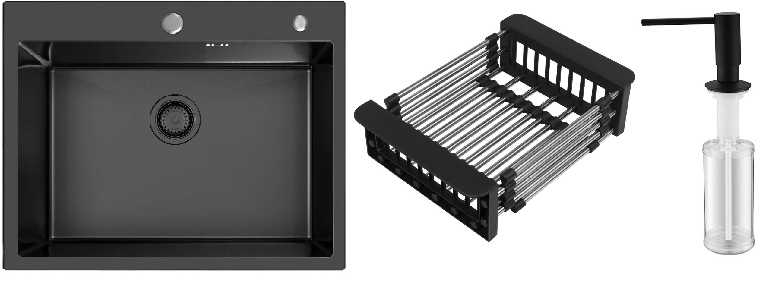 Мойка Schtoff Best Premium Black 5550, коландер KR-1 BLACK, дозатор SD-1 BLACK, комплект  (Акция) купить