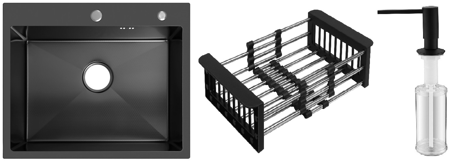 Мойка Schtoff Best Black 6050, коландер KR-1 BLACK, дозатор SD-1 BLACK, комплект (.) купить