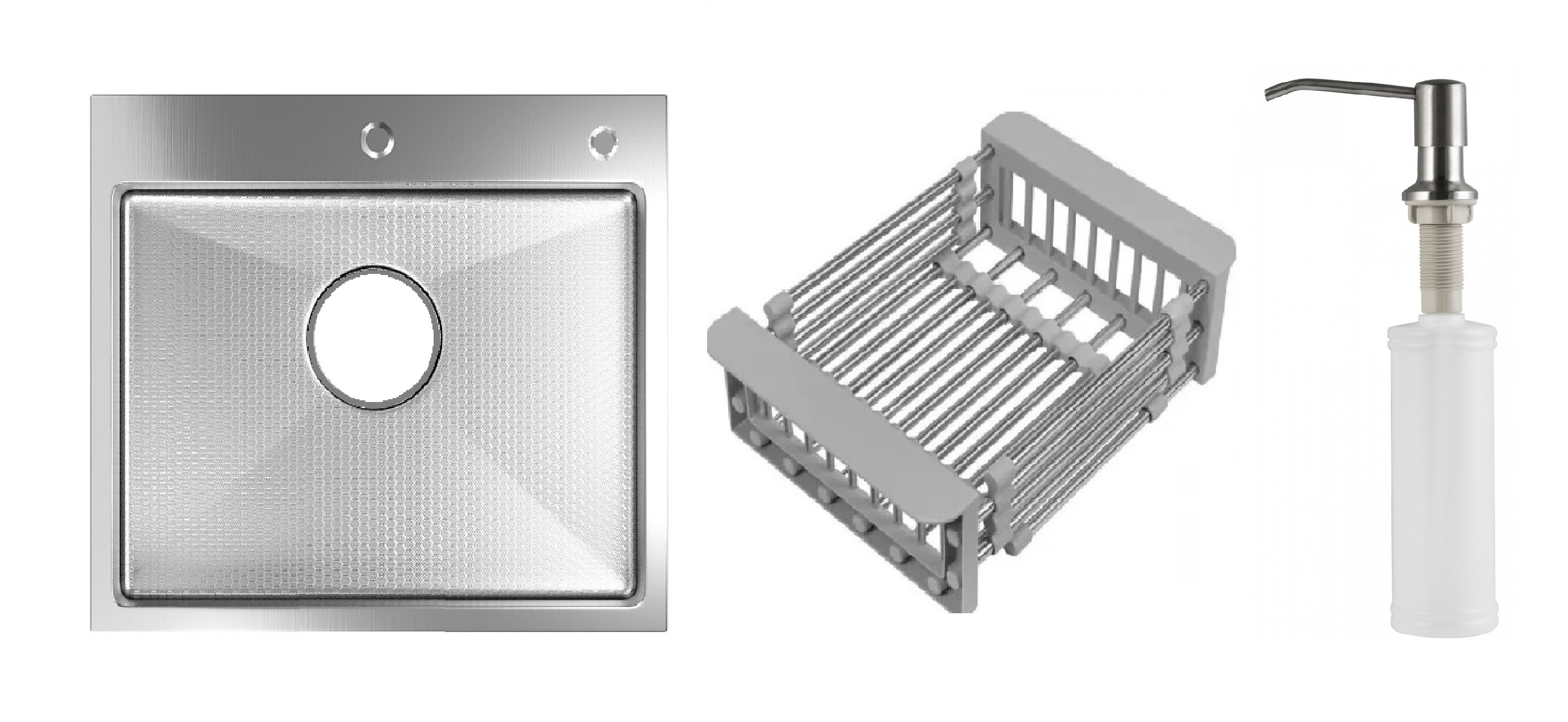 Мойка Schtoff Best Decor Silver 5050, коландер KR-1 GREY, дозатор SD-1 SILVER, комплект  (Акция) купить